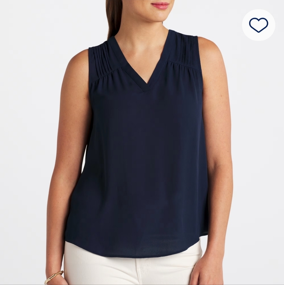 41 Hawthron Michelle Blouse V neck Shell Top Navy Size Medium